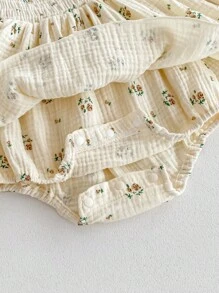 Barboteuse à fleurs d'automne pour bébé fille, robe de princesse avec volants mignons aux bas