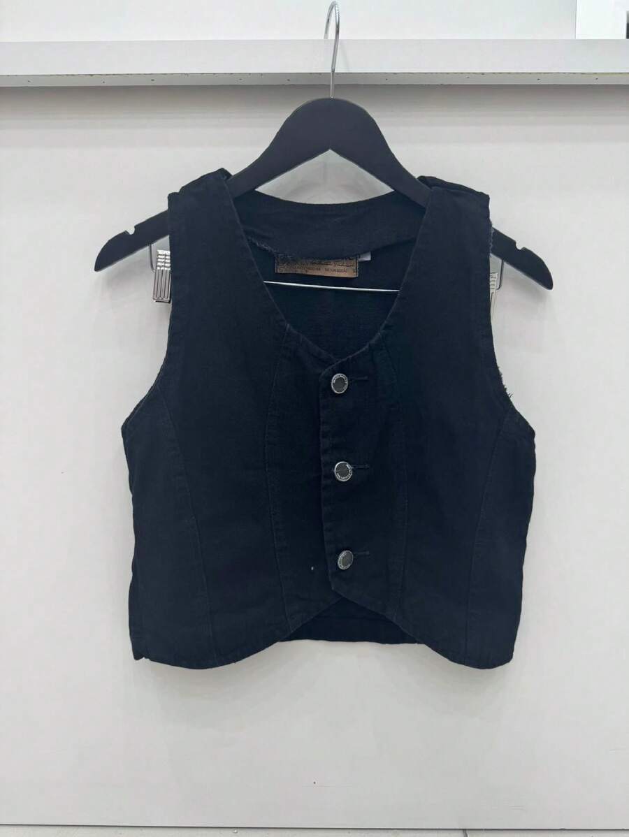 COLETE JEANS FEMININA PRETO - Preto - Visão 1