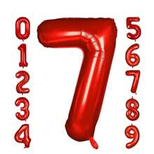 New 32-Inch 0-9 Number Aluminum Foil Balloons In Red, White, Ombre, Green, Mint Blue Series For Birthday Wedding Anniversary Party Decorations - Red - View 8