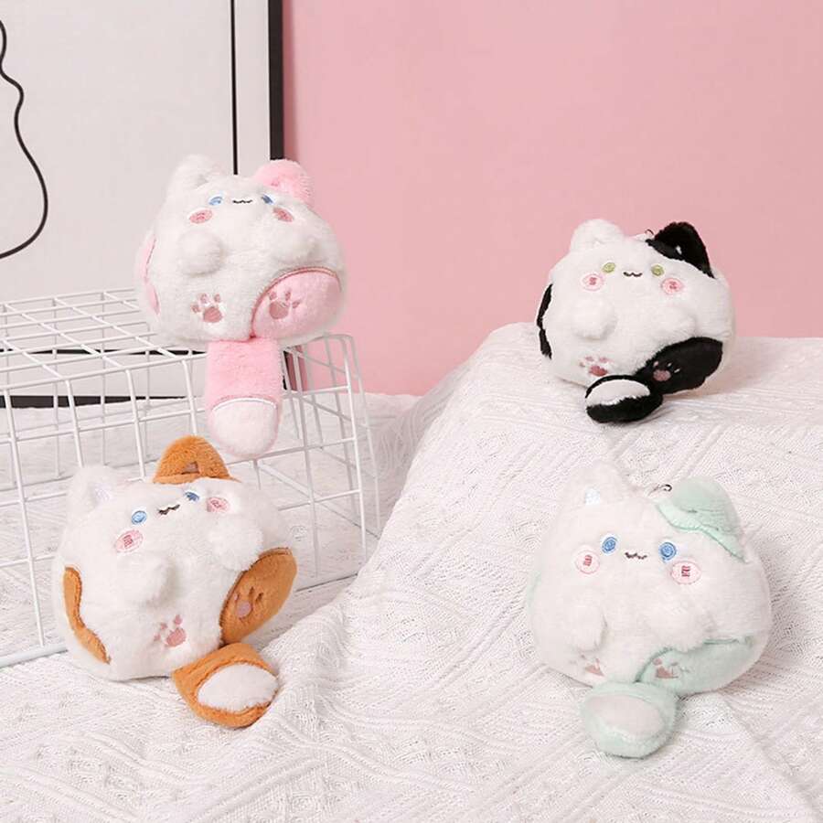 1 Mèo Sang Trọng Mặt Dây Chuyền Dễ Thương Béo Cơ Thể Anime Mèo Con Plushies Trang Trí Mềm Thú Nhồi Bông Búp Bê Móc Khóa Ba Lô Quyến Rũ Quà Tặng - màu đen - Xem 1