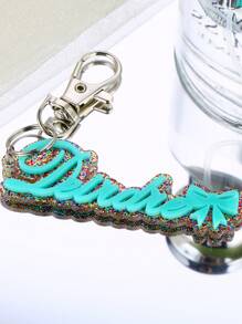 Custom Name Acrylic Keychain, Colorful Acrylic Letter Charm With Unique Bow Knot Design For Women And Men, Personalized Backpack And Luggage Anti-Loss Keyring For Travel Jewelry