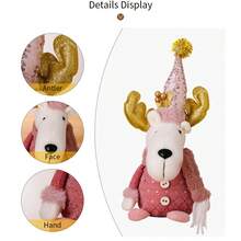 1 件可爱圣诞老人毛绒玩偶、圣诞驯鹿家居装饰枕头饰品、圣诞节麋鹿毛绒动物玩偶、派对礼物 - 彩色 - 查看 7