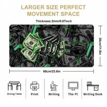 1pc Dollar Green  Mouse Pad Skeleton Get Money Large Gaming Mouse Pad Multi-Size Keyboard Desk Mat Rubber Anti-Slip Office Mouse Pad Desk Accessories Keyboard Desk Pad For School Office Home Gift For Friend Family - Color - View 4