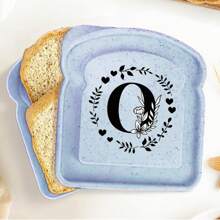 1入組手提三明治盒吐司便當，可重複使用的學生食品容器，零食盒創意26個首字母三明治盒，辦公室工作者便當盒