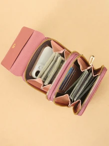 透明触屏手机钱包，斜挎手机钱包女式触屏包，女士小号斜挎包，带信用卡槽的手提包钱包白领上班族大学工作商务通勤办公室周年纪念情侣生日礼物情人节礼物女士钱包热粉色钱包手机钱包 - 淺粉色 - 查看 4