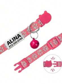 Coleira personalizada para gatos com placa de identificação em aço inoxidável, coleira ajustável de nylon com estampa de pata refletiva multicolorida, sino e pingente de identificação personalizado. Ornamental, gravada, em aço inoxidável, para gatos fofos, etiquetas personalizadas para gatos, coleira personalizada para gatos, coleiras personalizadas para cães, presentes ideais para ela, família, amigos, amantes de animais de estimação, para aniversários, para inauguração de casa. Ornamental, gravada, moderna, fofa, personalizada, para animais de estimação, para aniversários, coleiras, guias e peitorais personalizados para animais de estimação, local, vibrações de férias, inspiração para vida ao ar livre, design divertido para animais de estimação. - Multicolorido - Ver 5