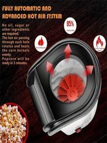 Electric Hot Air Popcorn Maker Oil-Free Popcorn Making Machine Minijoy - 紅色 - 查看 10