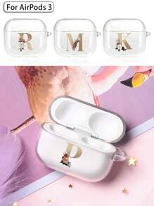 苹果硅胶耳机盒兼容 Airpods 1、2 印刷金色字母无线蓝牙耳机充电盒保护套 - AirPods 1st / 2nd (Clear) - 查看 1