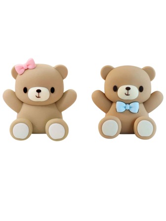 2 st 3D Björntårtdekorationer Fluga Björntårtdekorationer För Födelsedagsfesttillbehör Rosa Och Blå, Jul