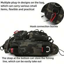 1pc Fishing Backpack Tackle Sling Bag - Fishing Shoulder Bag With Rod Holder -Perfect Fishing Gifts - Multicolor - View 10