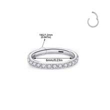 ADYJELY 1 pezzo Anello nasale a cerniera in acciaio inossidabile con CZ trasparente, 16G, anello a settore per setto nasale, labbra, sopracciglia, cartilagine, lobo, elice, daith, tragus, rook, piercing per orecchie e ombelico, anello per capezzoli, nero 6mm 8mm 10mm, gioielli per piercing per il corpo per donna e uomo