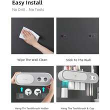 Joybos Support pour brosse à dents avec presse-pâte automatique - Multicolore - Voir 3