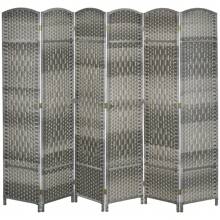 HOMCOM Separador de Ambientes de 6 Paneles Pantalla de Privacidad 270x180 cm Biombo Plegable de Polipropileno para Dormitorio Oficina Salón Gris Mixto - Camel - Ver 5