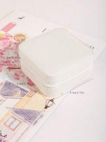 1pc Fashionable Portable Travel Jewelry Box, Exquisite Synthetic Leather High Water Resistance Surface, Mirror Jewelry Case, Suitable For Daily Jewelry Storage Or Traveling With Accessories, Gift For Women And Girls