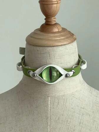 1 pieza Collar gargantilla desmontable de metal único y vintage con ojo malvado punk para mujeres, regalo de festival