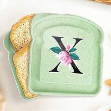 1 pièce Boîte à sandwich portable Toast Bento avec poignée contenant pour nourriture de pique-nique en plein air, boîtes à collations créatifs de 26 initiales, boîtier à sandwich réutilisable pour travailleurs de bureau - Vert - Voir 9