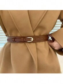 1 pieza de cinturón casual y versátil para mujeres, ajuste delgado, adecuado para el uso diario y para el trabajo - Marrón - Ver 5