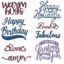 Corte de Metal DIY para Álbum de Recortes de Natal, Halloween, Aniversário, Decoração de Cartão 3D com Texto de Saudações 2024 Novo