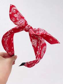 Băng đô cài tóc nữ mùa hè mẫu mới đơn giản phong cách vintage họa tiết paisley hoa nơ tai thỏ bản rộng vải màu sáng thời trang phụ kiện tóc - Nhiều màu - Xem 16