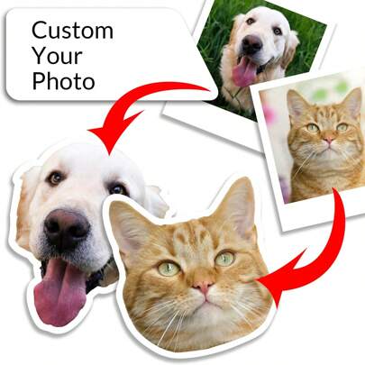 1/4/10/20/50/100pcs Custom Photo Pet Sticker Customized Name Stickers Personalized Your Pet Photo Dog Cat Name Sticker Die Cut Customizable Waterproof Vinyl Sticker For Laptop Water Bottle Phone Case Merchandise Decor Decal Stuff Gift Idea Adults, School Essentials, Multi-Functional, Ornamental, High-Quality, Unique, Girlfriend, Garden