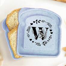 1入組手提三明治盒吐司便當，可重複使用的學生食品容器，零食盒創意26個首字母三明治盒，辦公室工作者便當盒