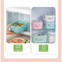 Bento Box 成人午餐盒 - 双层设计，可微波炉加热和洗碗机清洗，坚固且可拆卸，厨房、圣诞礼物、学校用品 - 彩色 - 查看 6