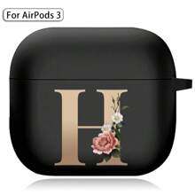 苹果耳机盒兼容 Airpods 第三代印刷金色字母柔软硅胶无线蓝牙耳机充电盒保护套 - AirPods 3rd (Black) - 查看 25
