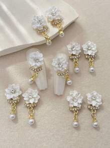 10Pcs Flowers Nail Charms Nail Drills Rhinestones & Alloy Nail Art Decorations Diy Nail Charms Nail Gems Nail Supplies Nails - Multicolor - View 13