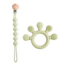 Infant Silicone Teether + Pacifier Clip, Baby Teething Toy For Soothing Gums And Promoting Oral Development