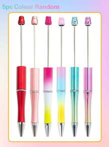 5 chiếc bút bi cá nhân đính cườm thủ công DIY, mỗi cây bút đi kèm 5 hạt, màu sắc phù hợp ngẫu nhiên. Màu sắc của bút và hạt là ngẫu nhiên. - Nhiều màu - Xem 2