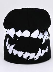 Multi-Design Funny Teeth Knitted Hat, Autumn & Winter Warm Beanie, Acrylic Fiber Material Casual Y2K Jacquard Cap, Unisex Cold Hat
