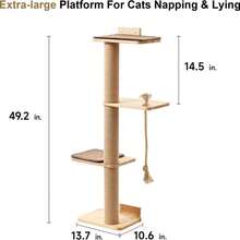 Cat Climbing Frame, Cat Nest Integrated Cat Jumping Platform, Solid Wood Cat Climbing Frame, Cat Nest, Cat Tree, Cat Scratching Board - Camel - View 5