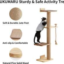Cat Climbing Frame, Cat Nest Integrated Cat Jumping Platform, Solid Wood Cat Climbing Frame, Cat Nest, Cat Tree, Cat Scratching Board - Camel - View 2