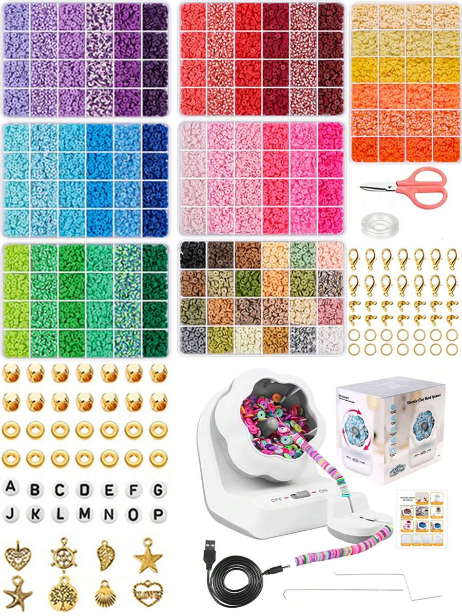 1pc Electric Bead Stringing Machine Kit - USB-Powered Automatic Beading ...