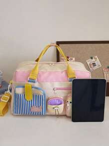 حقيبة سفر نايلون ذات تصميم ألوان متباينة، سعة عالية مع جيوب متعددة وسحاب، قسم منفصل للأشياء الجافة والرطبة، حزام كتف قابل للتعديل، يمكن استخدامها كحقيبة كتف أو حقيبة متقاطعة، مناسبة للرياضات الخارجية، السفر لمسافات قصيرة/طويلة، السباحة، اللياقة البدنية، التنزه، الاستخدام اليومي، الغسيل، حقيبة المستشفى للمدرسة والملحقات المدرسية