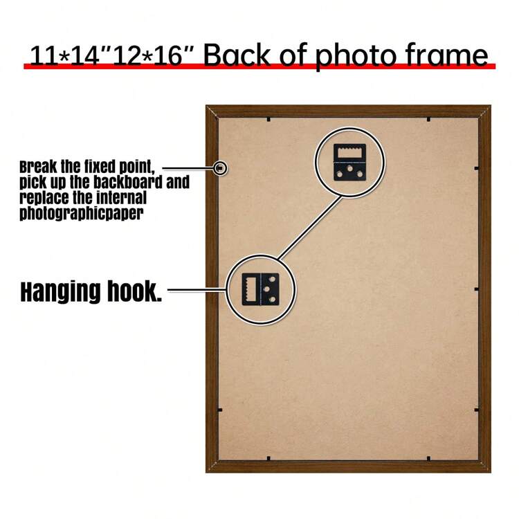 1pc Brown Wooden Picture Frame, Decorate Your Memory With This Multi-Functional Frame - Suitable For Wall And Tabletop Decor! Available In Multiple Sizes For 12x16in, 11x14in, 8x10in, 5x7in, And 4x6in Photos. Gifts Birthday Graduation - Brown - View 4
