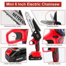 Mini Chainsaw Cordless, 6-Inch 21V Portable Electric Small Handheld Chain Saw,2Pack 2000mAh Rechargeable Battery Powered With Security Lock For Trees Branches Trimming Wood Cutting Tools