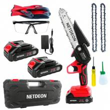 Mini Chainsaw Cordless, 6-Inch 21V Portable Electric Small Handheld Chain Saw,2Pack 2000mAh Rechargeable Battery Powered With Security Lock For Trees Branches Trimming Wood Cutting Tools