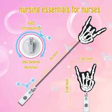 1PC Tôi Yêu Bạn Bộ Xương Tay Y Tá Huy Hiệu Cuộn Giá Đỡ Kẹp Huy Hiệu Có Thể Thu Vào X Quang Xray Cuộn Huy Hiệu Vui Nhộn Có Thể Thu Vào Cho Y Tá Kẹp Cá Sấu Huy Hiệu Quà Tặng RN LPN CNA LVN CN Thẻ Tên ID - Màu be - Xem 3