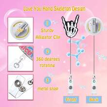 1PC Tôi Yêu Bạn Bộ Xương Tay Y Tá Huy Hiệu Cuộn Giá Đỡ Kẹp Huy Hiệu Có Thể Thu Vào X Quang Xray Cuộn Huy Hiệu Vui Nhộn Có Thể Thu Vào Cho Y Tá Kẹp Cá Sấu Huy Hiệu Quà Tặng RN LPN CNA LVN CN Thẻ Tên ID - Màu be - Xem 2