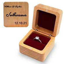 Personalized Wooden Ring Box / Jewelry Box With Custom Photo & Text - Laser Engraved Picture Memory Box For Proposal, Wedding, Anniversary, Birthday - Magnetic Closure, Engraved With Your Image & Message – Small Wood Treasure Box - Oak - View 6