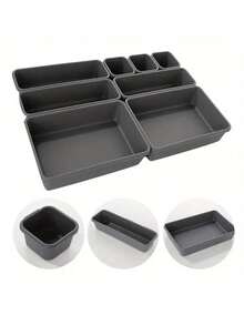 Set de 8 piezas organizadoras de cajones de combinación gratuita: ideal para baño, oficina, cocina, cosméticos, útiles de escritorio, lápices, bolígrafos, pinceles, acuarelas, herramientas de clasificación, etc. - adecuado para cajas de almacenamiento de plástico - Multicolor - Ver 5