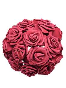 10pcs Foam Simulation Rose Flowers For Home Decoration - Burgundy - View 6