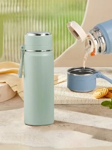 Stainless Steel Vacuum Insulated Cup, High-Capacity And Stylish Bullet-Shaped Bottle With Strap, Portable And Minimalist Design Water Bottle Back To School
