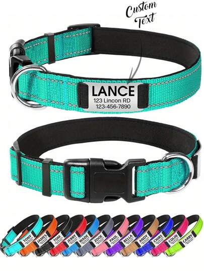 Zgărzi personalizate pentru câini, Zgardă personalizată din nailon pentru animale de companie cu etichetă pandantiv de identificare, Accesorii și decorațiuni pentru câini - Cadou frumos pentru animale de companie, Ornamental, Elegant, la modă, colorat, Vintage, Drăguț, Contractat, Drăgălașe, Personalizat, Unic, Personalizat, Animal de companie personalizat pentru aniversări, Zile de naștere, Atmosferă de vacanță, Articole pentru animale de companie, Zgărzi, lese și hamuri personalizate pentru animale de companie