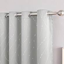 One Piece Of Modern Style Polyester Blackout Curtain With Meteor Pattern Suitable For Various Rooms In Household, Such As Bedrooms, Living Rooms, Kitchens, And Dining Rooms; The Minimum Size Can Be Used As A Short Curtain For Small Windows. - Light Grey - View 1