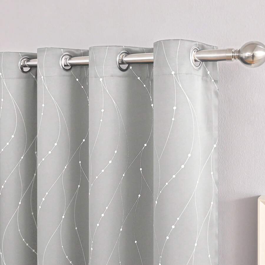 One Piece Of Modern Style Polyester Blackout Curtain With Meteor Pattern Suitable For Various Rooms In Household, Such As Bedrooms, Living Rooms, Kitchens, And Dining Rooms; The Minimum Size Can Be Used As A Short Curtain For Small Windows. - Light Grey - View 1