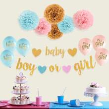 Gender Reveal Birthday Party Backdrop Decoration Pull Flag, Birthday Party Wall Decor Pull Flower Banner,Christmas