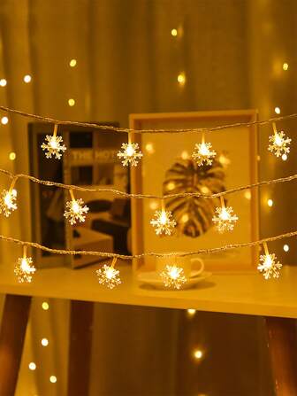 1 件雪花灯泡串 LED 窗帘灯用于圣诞树装饰，不含电池，房间装饰圣诞装饰圣诞灯卧室装饰家居装饰派对装饰节日圣诞礼物感恩节圣诞树装饰饰品