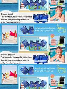 1pc Kids Cartoon Vest Swimsuit, Non-Inflatable Safety Floating Swimwear - Multicolor - View 5